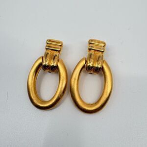 Vintage Gold Hoop clip on Earrings